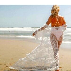 Long Sexy Sheer cover up Beach Wears